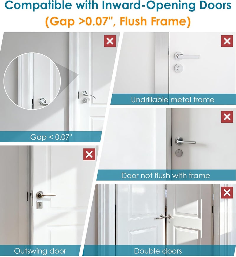 WINONLY Door Reinforcement Lock for Front Door, Child Proof Top of Door Safety Latch Extra Flip Door Lock Withstand 800 Lbs High Home Security Night Guardian for Inward Swinging Doors Kids Safety Stop Entry - Image 5